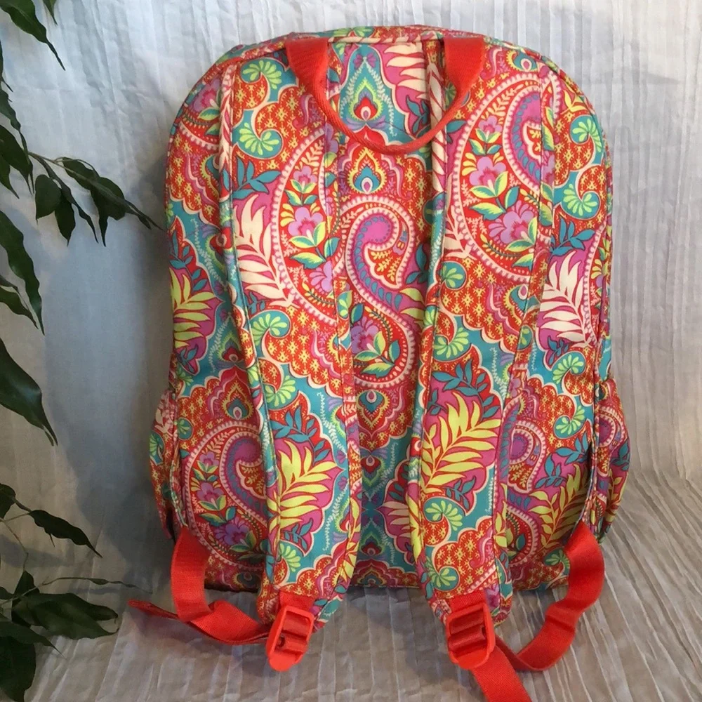 VERA BRADLEY Iconic Campus Floating Garden SZ XL triple zip canvas tropical - Picture 6 of 16